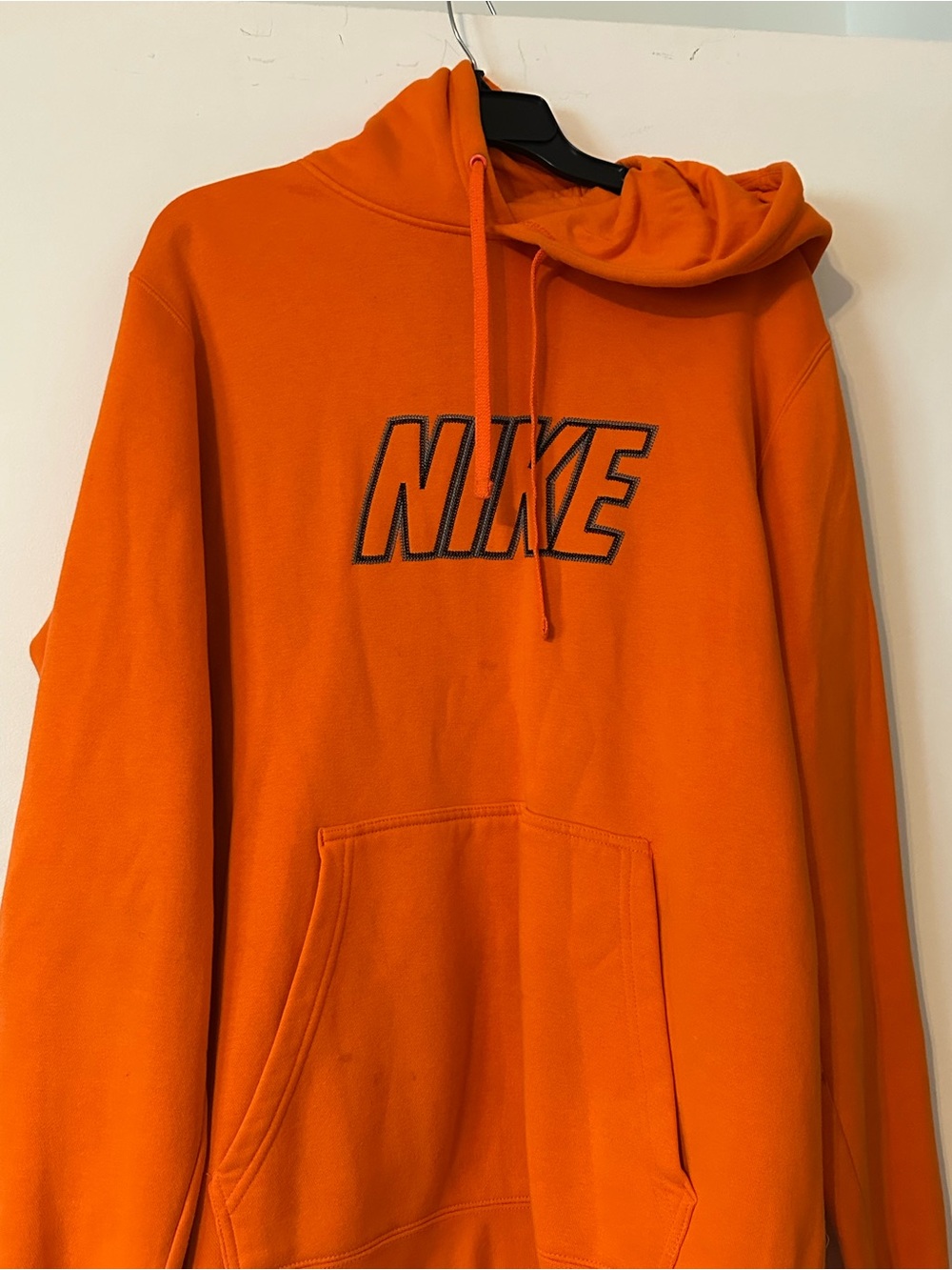 Nike Orange Crewneck Hoodie with Embroidered Logo